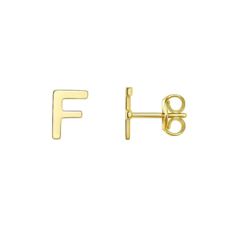 14K Yellow Gold Small Initial F Stud Earrings 14K Yellow Gold Small Initial F Stud Earrings