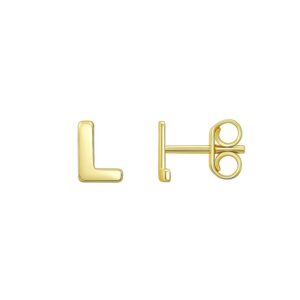 Small Initial L Stud Earrings 14K Yellow Gold