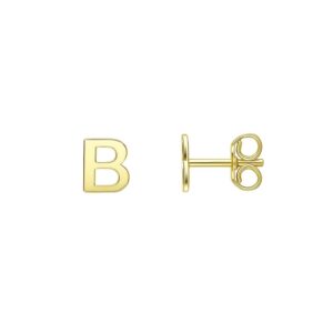 14K Yellow Gold Yours Truly Initial B Stud Earrings