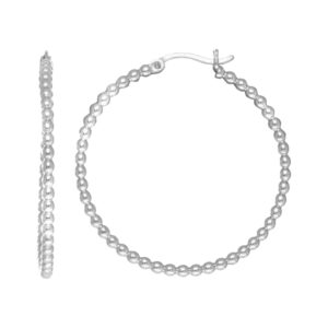 Sterling Silver Medium Bead Hoop Earrings
