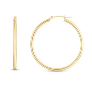 Classic Hoop Earrings in 14K Yellow Gold (2x35 mm)