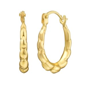 14K Yellow Gold Round Back to Back Hoop Earrings
