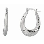 Sterling Silver Diamond Cut and Polished Twist Puffed Hoop Earrings