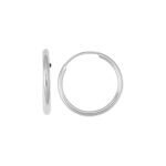 14K White Gold 13mm Endless Hoop Earrings 1mm Thickness