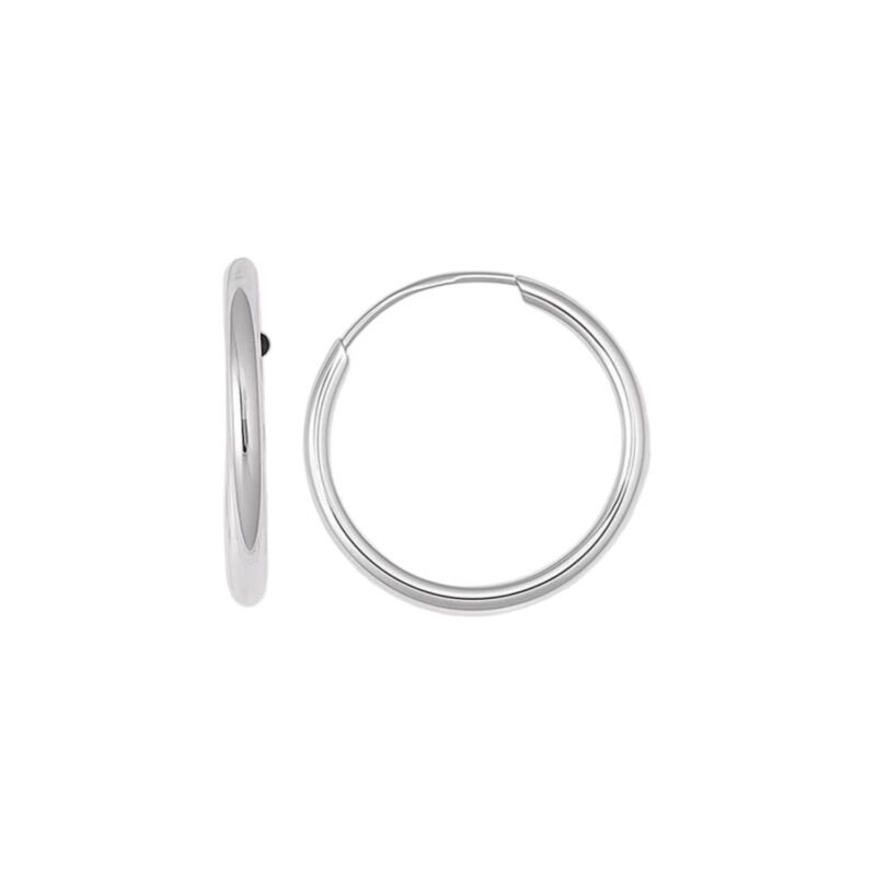 14K White Gold 13mm Endless Hoop Earrings 1mm Thickness