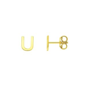 14K Yellow Gold Yours Truly Initial U Stud Earrings