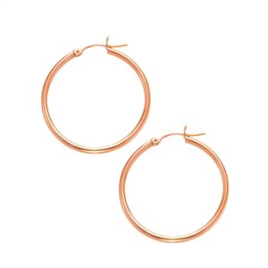 Classic Hoop Earrings in 14K Rose Gold (2x30 mm)