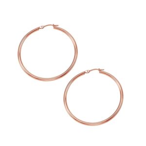 Classic Hoop Earrings in 14K Rose Gold (2x40 mm)