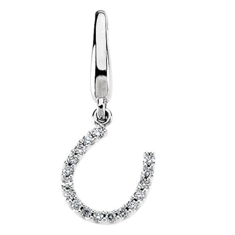 Diamond Horseshoe Charm 14K White Gold