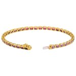 Emerald Cut Pink Tourmaline Tennis Bracelet 14K Gold Box Clasp