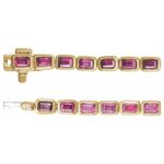 Emerald Cut Pink Tourmaline Tennis Bracelet 14K Yellow Gold
