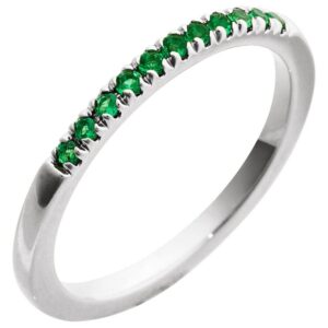 Emerald May Birthstone Stackable Ring 14K White Gold