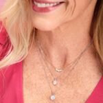 Model Wearing 14K Gold 1 Carat Emerald Cut Diamond Pendant Necklace Model Wearing 14K Gold 1 Carat Emerald Cut Diamond Pendant Necklace