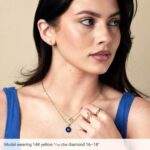 Model Wearing 14K Gold Diamond Star of David Pendant Necklace Model Wearing 14K Gold Diamond Star of David Pendant Necklace