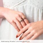 Model Wearings 14K Gold Lab-Grown Diamond Scattered Stackable Ring 1 4 ctw