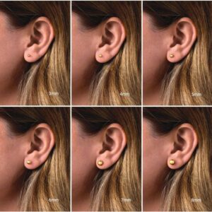 Plain Ball Stud Earrings Size Guide 3mm, 4mm, 5mm, 6mm, 8mm, 10mm