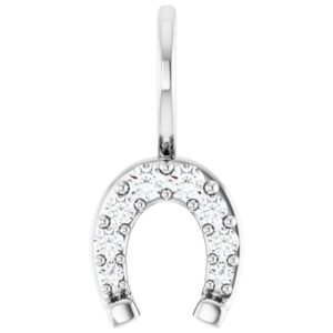 Real 14K Gold Diamond Horseshoe Pendant