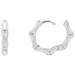 Real 14k White Gold Bamboo Hoop Earrings Hinged Back Real 14k White Gold Bamboo Hoop Earrings Hinged Back