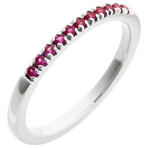 Ruby July Birthstone Stackable Ring 14K White Gold
