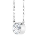 Solitaire 1 Carat Bezel Set Lab Diamond Necklace 14K Gold
