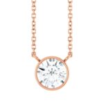 Solitaire 1 Carat Bezel Set Lab Diamond Necklace 14K Rose Gold