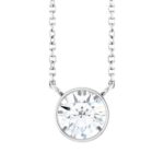 Solitaire 1 Carat Bezel Set Lab Diamond Necklace 14K White Gold