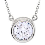 Sterling Silver Bezel Set Cubic Zirconia Solitaire Necklace Sterling Silver Bezel Set Cubic Zirconia Solitaire Necklace