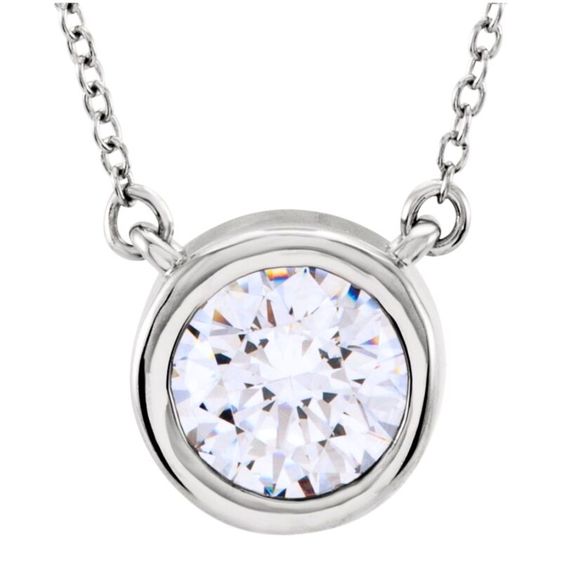 Sterling Silver Bezel Set Cubic Zirconia Solitaire Necklace Sterling Silver Bezel Set Cubic Zirconia Solitaire Necklace