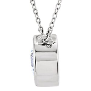 Sterling Silver Bezel Set Cubic Zirconia Solitaire Necklace Thickness