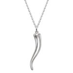 Sterling Silver Italian Horn Pendant Necklace