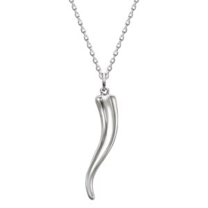 Sterling Silver Italian Horn Pendant Necklace