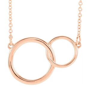 Two Interlocking Circles Necklace 14K Rose Gold