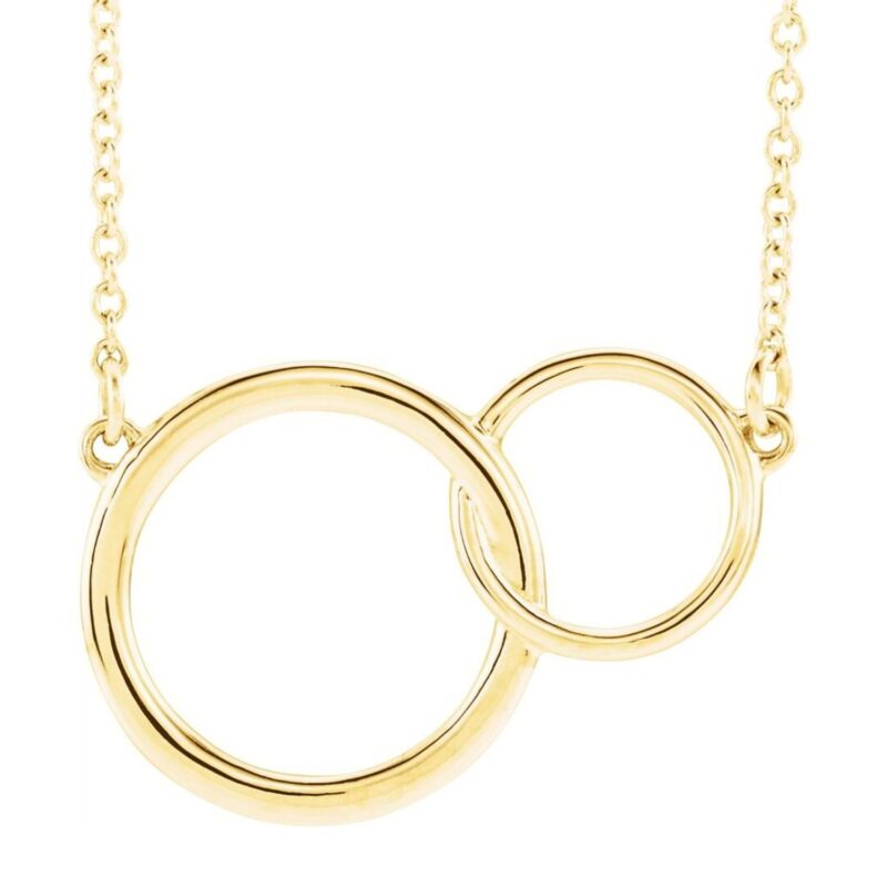 Two Interlocking Circles Necklace 14K Yellow Gold Two Interlocking Circles Necklace 14K Yellow Gold