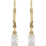 14K Gold Oval Lab-Grown Diamond Dangle Leverback Earrings 3 4 CT