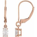 14K rose Gold Oval Lab-Grown Diamond Dangle Leverback Earrings 3 4 CT