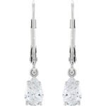 14K white Gold 1 carat Lab Diamond Teardrop Dangle Earrings