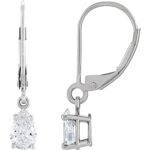 14K white Gold 1 carat Lab Diamond Teardrop Dangle Leverback Earrings (1)