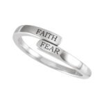 14K white Gold Faith Over Fear Ring Bypass Style