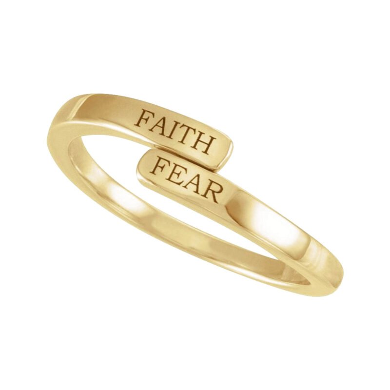 14K yellow Gold Faith Over Fear Ring Bypass Style