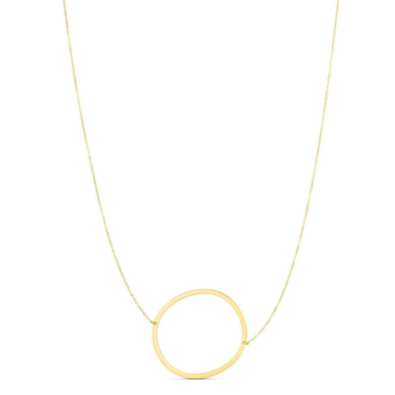 14K Yellow Gold Large Initial O Necklace