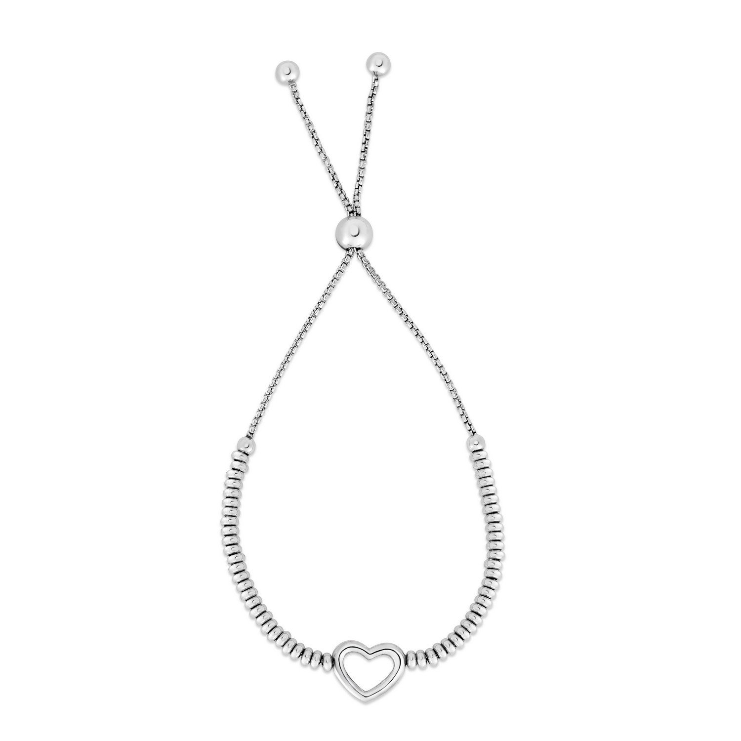 925 Sterling Silver Heart Beaded Friendship Bracelet