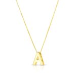 14K Yellow Gold Block Letter Initial A Necklace