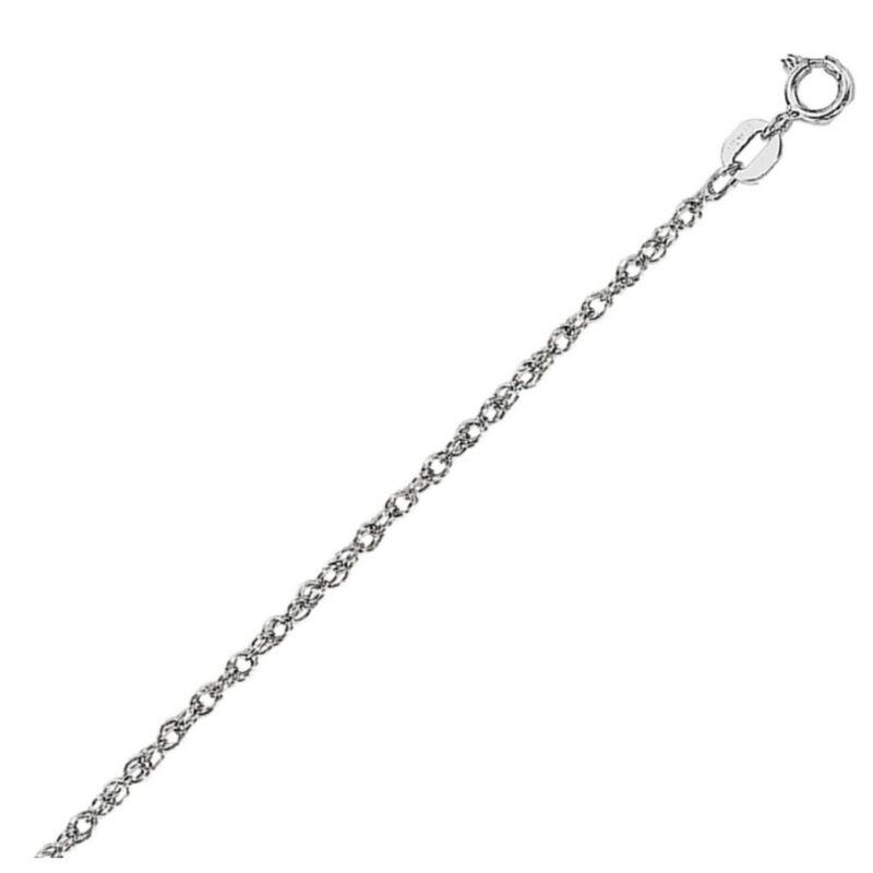 14k White Gold 1.2 mm Rope Chain 16 & 18 Inch
