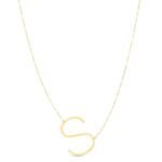 14K Yellow Gold Large Initial S Necklace