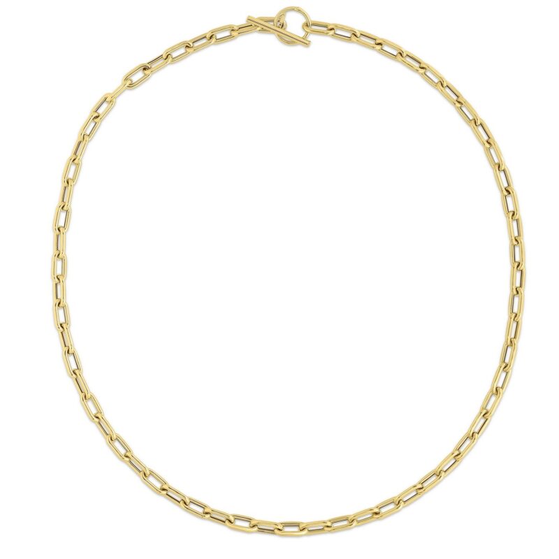 14K Yellow Gold Paperclip Necklace with Toggle Clasp