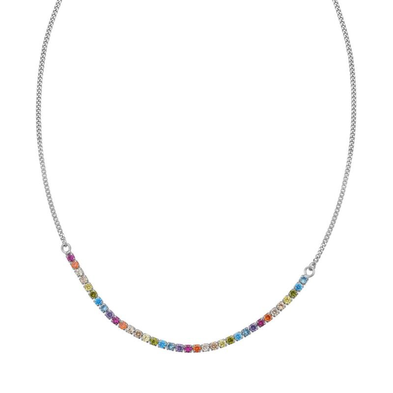 Sterling Silver Rainbow CZ Necklace