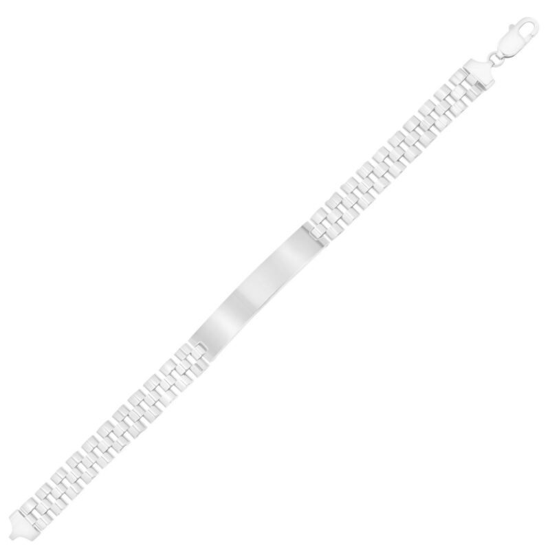 Sterling Silver Railroad Chain ID Bracelet 10mm