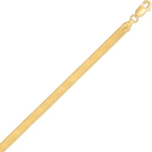 Yellow Gold Plated Sterling Silver Imperial Herringbone Chain Necklace 3.4mm