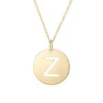 14K Yellow Gold Disc Initial Z Pendant Necklace