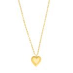 Sterling Silver 14K Gold Plated Large Puffed Heart Long Necklace